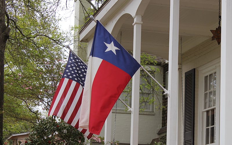 Texas Flag and American Flag Cuero, TX